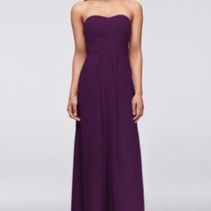 David’s Bridal Long Strapless Chiffon Bridesmaid Dress